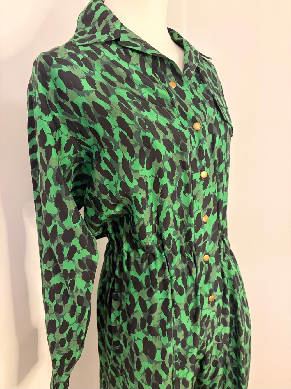 Julie Harrah Silk Longsleeve Flightsuit In Emerald Green Size XS/S - Picture 6 of 16